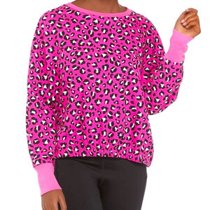Cabana by Crown & Ivy Size Large Animal Print Sweatshirt French Terry Pink
